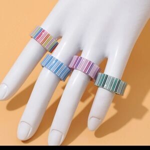 Retro style colorful stripe acrylic resin rings